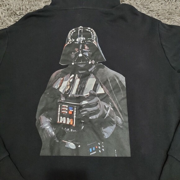 Star Wars Y2K Hoodie Black Size L Sweatshirt Pullover Darth Vader Goth Grunge - Picture 3 of 12